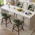 thumbnail image 4 of Usaint Distressed Faux Leather Swivel Bar Stools Set of 2 Cutout Backrest Solid Wood Legs for Kitchen Island Counter Chairs,Green, 4 of 11