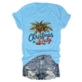 thumbnail image 2 of Drie Women's T Shirts Short Sleeve Tees Cute Graphic Loose Summer Tops Christmas Graphic T Shirts Sky Blue,M, 2 of 5