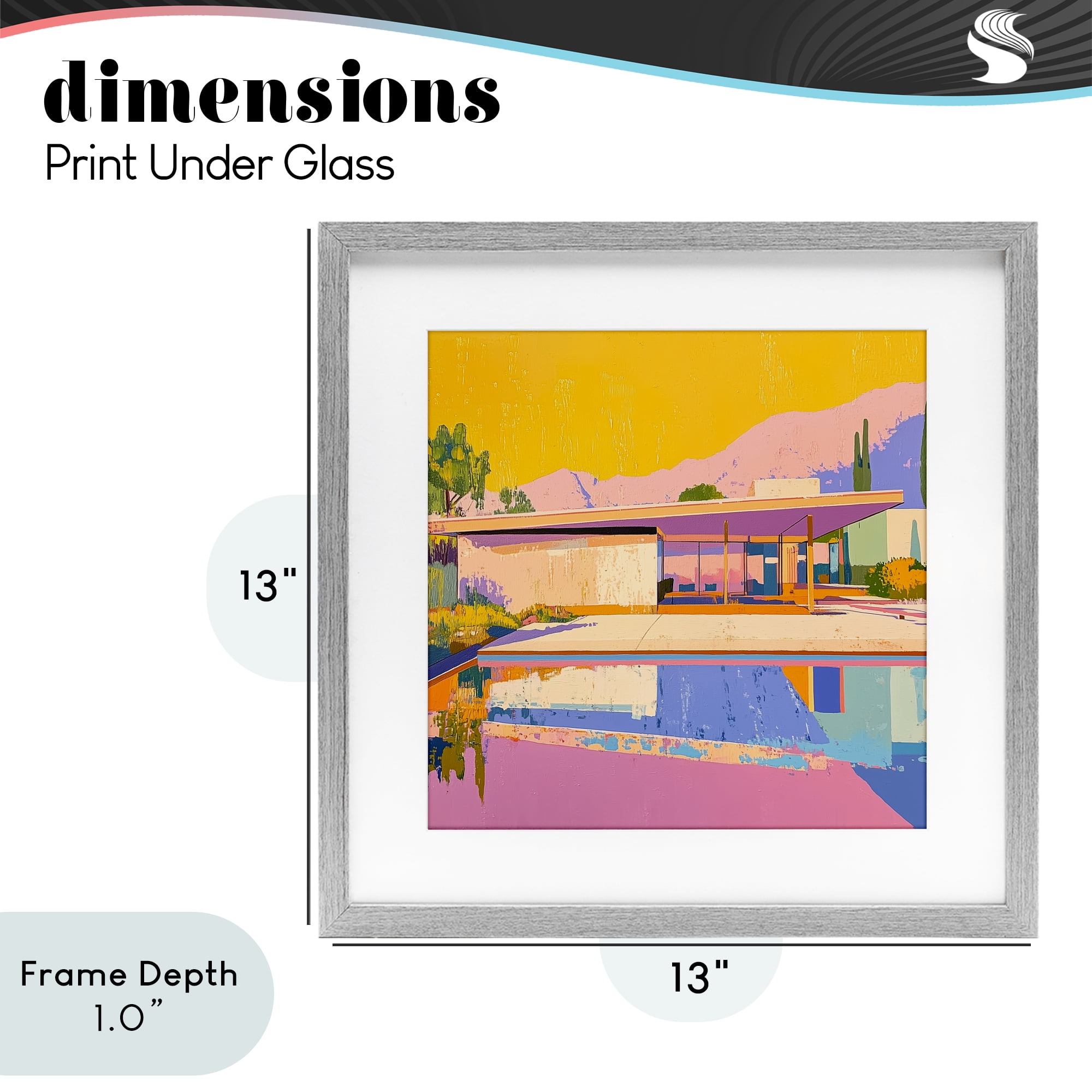Stupell Industries Vivid Case Study House Gray Framed Print Under Glass, design by Walker Noble