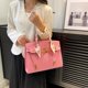 thumbnail image 4 of Bolso Kelly con patrón de Litchi para mujer, nuevo estilo, bolso de platino portátil de alta gama, bolso de mano versátil para ir al trabajo, 2024, 4 of 5