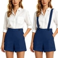 thumbnail image 2 of FAVIPT Dressy Shorts Rompers for Women Pull On Removable Suspenders Pockets Shorts High Waisted Business Work Casual Shorts 2026 Blue,XXXL, 2 of 8