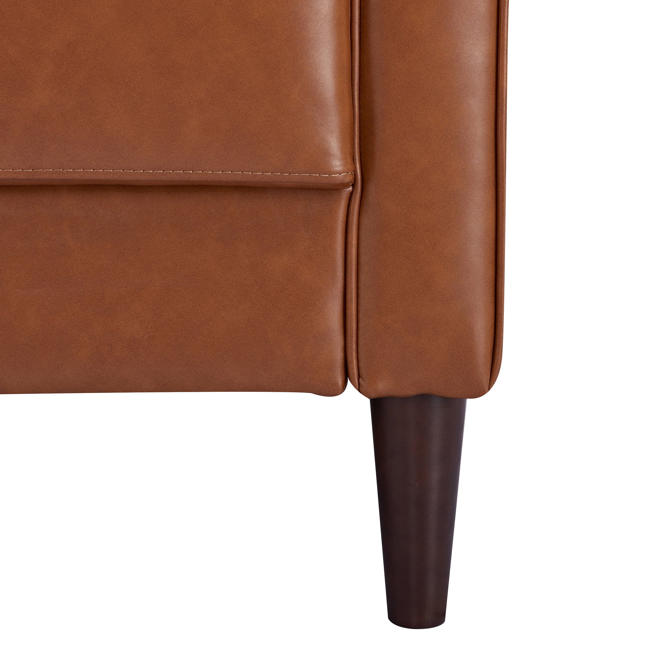 A&D Home Anza 3-Seater Tufted Faux Leather Sofa, Cognac Brown
