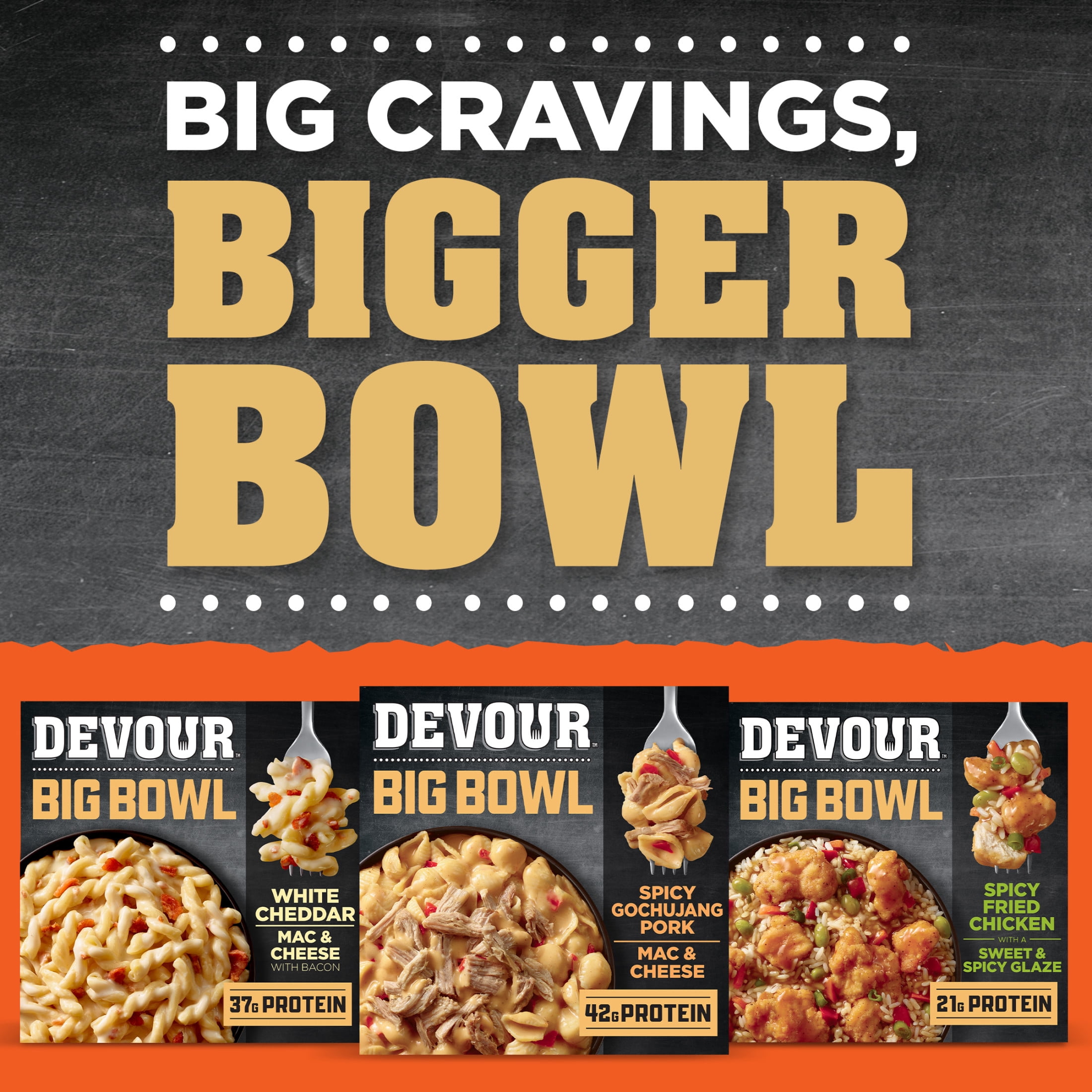 Devour Big Bowl Spicy Gochujang Pork Mac & Cheese, 14 oz Box