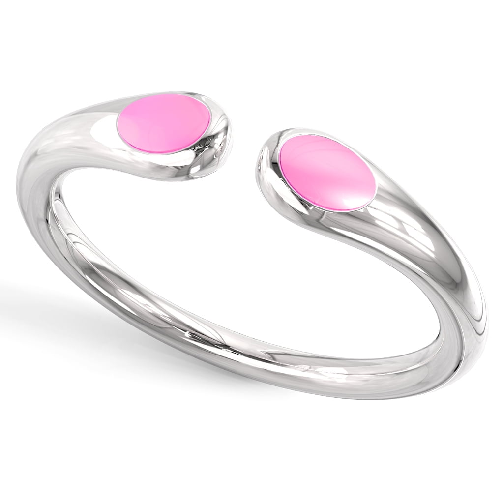 Andrea Jewelers Sterling Silver Double Sided Pink Enamel Adjustable Toe Band Ring