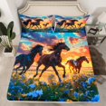 thumbnail image 2 of Wild Horse King Sheets Rainbow Galaxy Bed Set, Bluebell Flower Bed Sheets Set Chic Girly Floral Sheet Set, Farmhouse Galloping Horse Bedding Set Home Decoration, 2 of 5