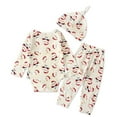 thumbnail image 3 of Edvintorg 3Pcs Baby Christmas Outfit Infant Baby Boys Girls Christmas Santa Cartoon Romper+Pants+Hat Home Outfits 0-2T Baby Clothes New Born Fall Clothes, 3 of 7