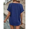 thumbnail image 7 of Summer Saving Wycnly Womens Blouses and Tops Dressy Plus Size Button Down Breathable Tunic Shirts 2024 Summer V-Neck Short Sleeve Solid Casual Blouses Blue s, 7 of 7
