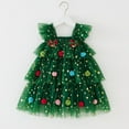 thumbnail image 5 of NAISIBABY Girls Christmas Dress (0-8T), Glitter Mesh Ruffles Sleeve Layered Tulle Party Princess Tutu Dress Green 8T, 5 of 8