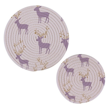 

Purple Deer Cotton Braided Potholders 2 Pack Heat-Resistant Pads 7.09 and 9.45