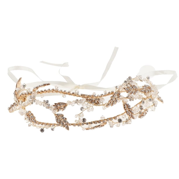 De De Imitación De Cristal Hojas Nupcial Tiara Boda Joyería Para El Cabello Oro Gloria Venda nupcial de la boda