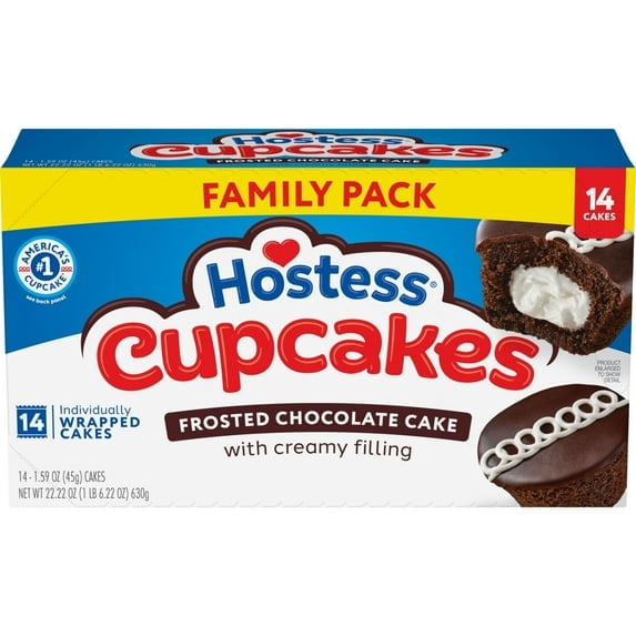 Hostess Cupcakes Chocolate Snack Cakes, Creme Filled, 14 Count Box (22.22 oz)-2pk, With Olive Green Bowl By ValueNest