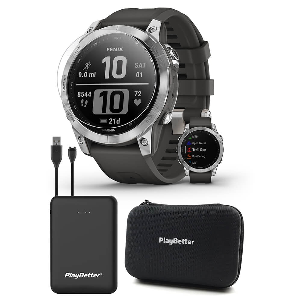 Garmin fenix 5 plus glass deals silver black watch