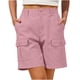 thumbnail image 2 of Pantalones de Carga de las Mujeres con Bolsillos Color Sólido Ropa de Trabajo Elástica Cintura Multi-Bolsillo Pantalones de Cinco Pulgadas, 2 of 6