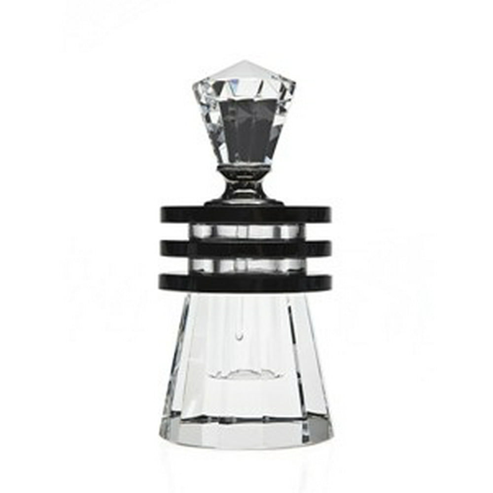 5" Oval 6 ml NonLeaded Crystal Black Circle Design Perfume Bottle