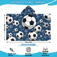 thumbnail image 2 of Blue Soccer Balls Pattern Hooded Bath Towel，60"x35" for Ages 3 To 12 Kids, Quick Dry Lightweight Soft Microfiber Hood Beach Towel Cover Up for Kids, 2 of 7