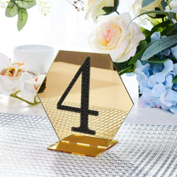 Efavormart 4" Number 4 Black Self-Adhesive Rhinestone Number Stickers for DIY Crafts, Handicraft Art, Graduation Cap Decorations Birthday Party, Wedding Alpha-Numeric stickers