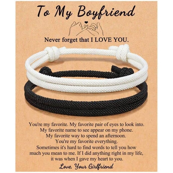 Couples Matching Link Bracelets - Rope Bracelet Set for Couples Friends, Long Distance Relationship Bracelets, Promise Bracelet Set - Adjustable Rope Bracelet for Couples Friends