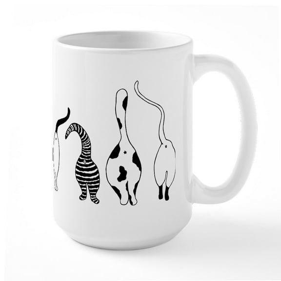 CafePress - Cat Butts Ceramic Mug - 15 oz Ceramic Large White Novelty Mug