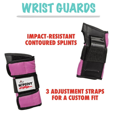 Wipeout 3Pk Pads, Pink, 13.8 Assembled Width, Youth 5