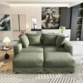 thumbnail image 4 of Timbernest 102.4" Sectional Sofa Cloud Couch, U-Shaped Corduroy Sofa for Living Room (Green, 4 Seater with 2 Ottoman), 4 of 10