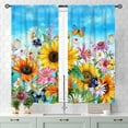 thumbnail image 3 of Sunflower Curtains for Living Room, Watercolor Floral Summer Spring Garden Colorful Flower Retro Country Rod Pocket Small Short Kitchen Bedroom Cafe Bathroom Window Drape Treaments 2 Panel, 55x39 Inch, 3 of 4
