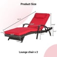 thumbnail image 5 of PAPROOS Outdoor Chaise Lounge Chair Set of 2, Rattan Patio Chaise Lounge Chair with Cushion and Arms, Modern 5-Positions Adjustable Outdoor Lounger Recliner for Poolside, Garden, Backyard, Red, 5 of 9