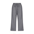 thumbnail image 5 of Gray Women's Casual Pants, Women Fashion High Waisted Wide Leg Pants Drawstring Elastic Trousers Comfy Straight Leg Long Pants With Pockets,Women's Casual Pants L, 5 of 6