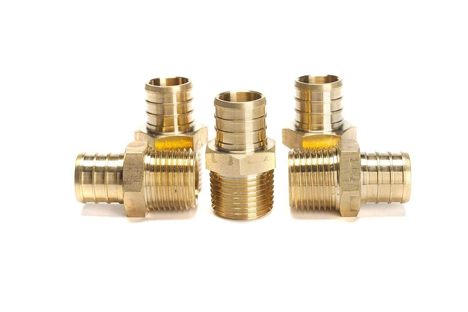 1//2 X 1//2 Brass Crimp Fitting 25 pcs//Brass PEX 1//2 x 1//2 Male NPT Threaded Adapter
