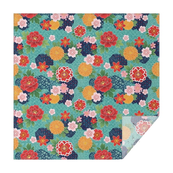 Pioneer Flower Floral Print Pattern Square Tablecloth, Waterproof Wipeable Spillproof Washable Table Cover for Home Kitchen Party Decor, 42"x42"