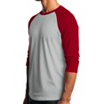 thumbnail image 4 of Men's Raglan Baseball Shirts 3/4 Sleeve Tops Regular Fit Casual Basic T-Shirts Light Gray XL, 4 of 8