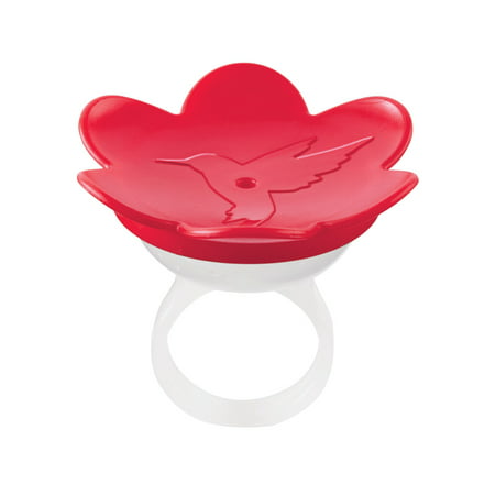 Bright Red Flower Design Hummingbird Feeder Ring, Comes with Tips for Attracting Birds  - Made in the