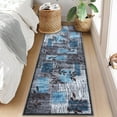 thumbnail image 2 of Haperlare Contemporary Leaf Runner Rugs Machine Washable Non Slip Soft Runner Rugs for Hallway Entryway Abstract Laundry Runner Rug,2'x6',Blue, 2 of 7