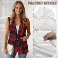 thumbnail image 6 of Uorisanigo Red Rose Women's Jacket Vest Sleeveless Size S Lightweight Women's Suit Vest with Pockets Open Front Blazer Vests Elegant, 6 of 7