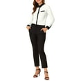 thumbnail image 2 of INSPIRE CHIC Women's Color Block Button Down Long Sleeve Work Shirt M White, 2 of 8