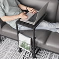 thumbnail image 6 of Adjustable C-Table with Storage Mesh Basket, C-Shaped Side Table with Wheels for Living Room and Bedroom, Slides Under Sofa for Laptop, Black, 6 of 9
