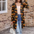 thumbnail image 7 of WTOBBY Women's Halloween Printed Cardigan Jacket Mid Length Open Front Long Sleeve Casual Cover Up with Pockets Novelty Fall Sweater Lightweight Cozy Outerwear,Navy 2XL, 7 of 7