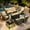 Beige, variant on Ovios 9 Pieces Patio Furniture Set with Fire Pit Table Outdoor Conversation All-Weather Rattan Sectional Sofa with Swivel Chairs & Solar Light Table