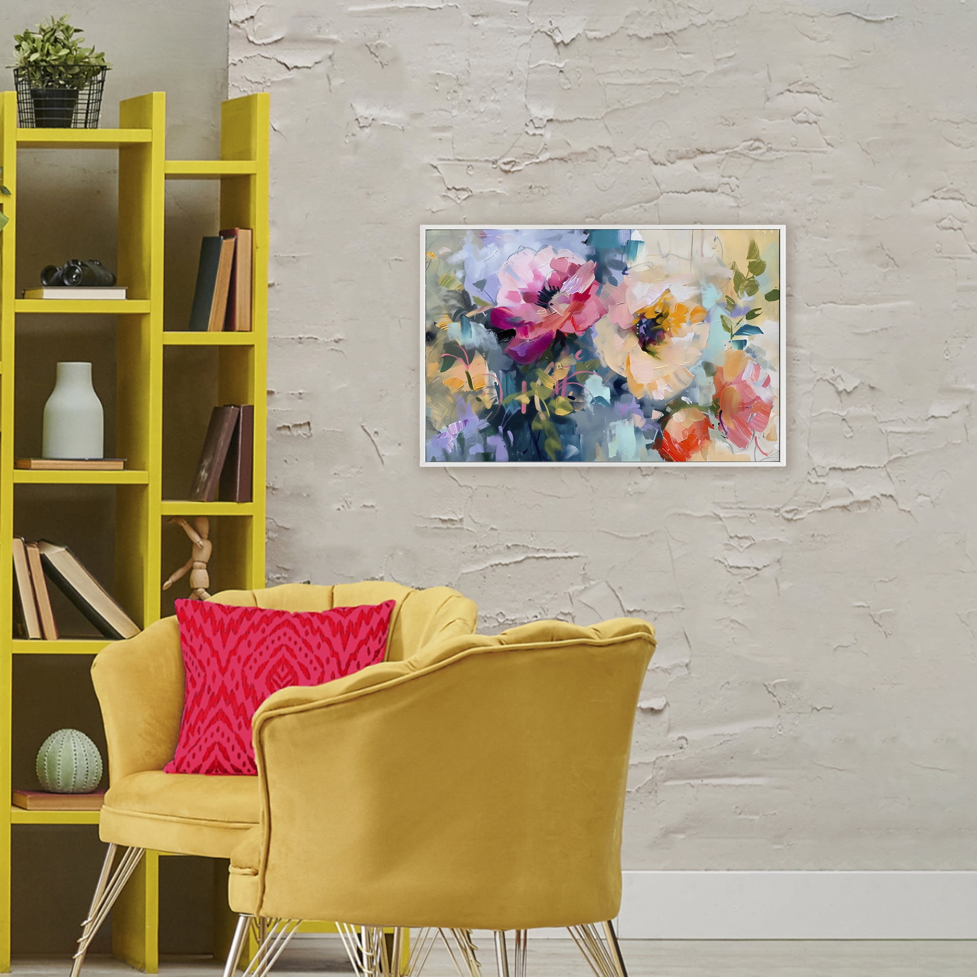 Stupell Industries Vibrant Florals Brushed Abstract White Framed Giclee Art, design by Creative Studio