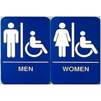 Retail Genius Plastic 9"x6" ADA Mens and Womens Rectangle Restroom Braille Sign, Blue 2 Pack