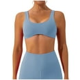 thumbnail image 2 of Women's Seamless Sports Bra with Wide Straps - Nylon Athletic Top for Yoga, Running, Gym Workouts, Fitness Training Sky Blue S, 2 of 5