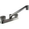Two Handle RV Kitchen Faucet with Smoked Acrylic Knobs, Brushed Satin Nickel