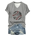 thumbnail image 5 of Clearance! Hassda V Neck T Shirts for Women Women's Baseball Festival Solid Color Baseball Printed V Neck Short Sleeved Top Womens Graphic T Shirts T Shirts for Women Loose Fit Gray S-2XL, 5 of 6