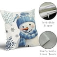 thumbnail image 3 of Winter Snowman Snowflake Pillow Covers 18x18 Inch Blue Christmas Throw Pillow Covers Set of 2 Xmas Winter Holiday Pillowcases Cotton Linen Cushion Covers For Couch Bedroom Sofa Chair Car Home Decor, 3 of 6