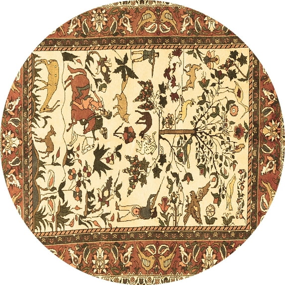 Ahgly Company Indoor Round Animal Brown Traditional Area Rugs, 7' Round