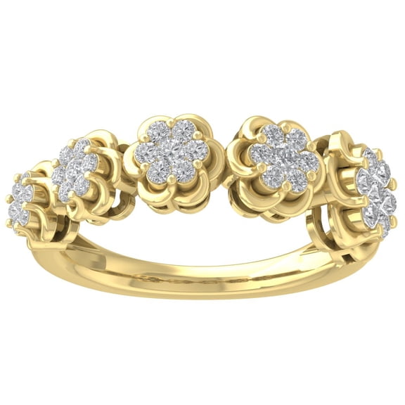 Araiya 10K Yellow Gold Diamond Half Eternity Band Ring (1/2 cttw, I-J Color, I2-I3 Clarity), Size 7