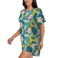 thumbnail image 2 of Kdxio Tropical Floral Print Pajamas Sets for Women Short-Sleeved Pjs with Lounge Shorts Two Piece Sleepwear S-4XL, 2 of 8