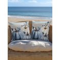 thumbnail image 5 of Outdoor Pillows Waterproof, Navy Blue Pumpkin Fall Bedding Throw Pillows with Insert for Couch Sofa Bed, Thanksgiving Botanical Wooden Leaves 16x16 Inch Pillowcases Decorative Patio Pillow Set of 1, 5 of 8