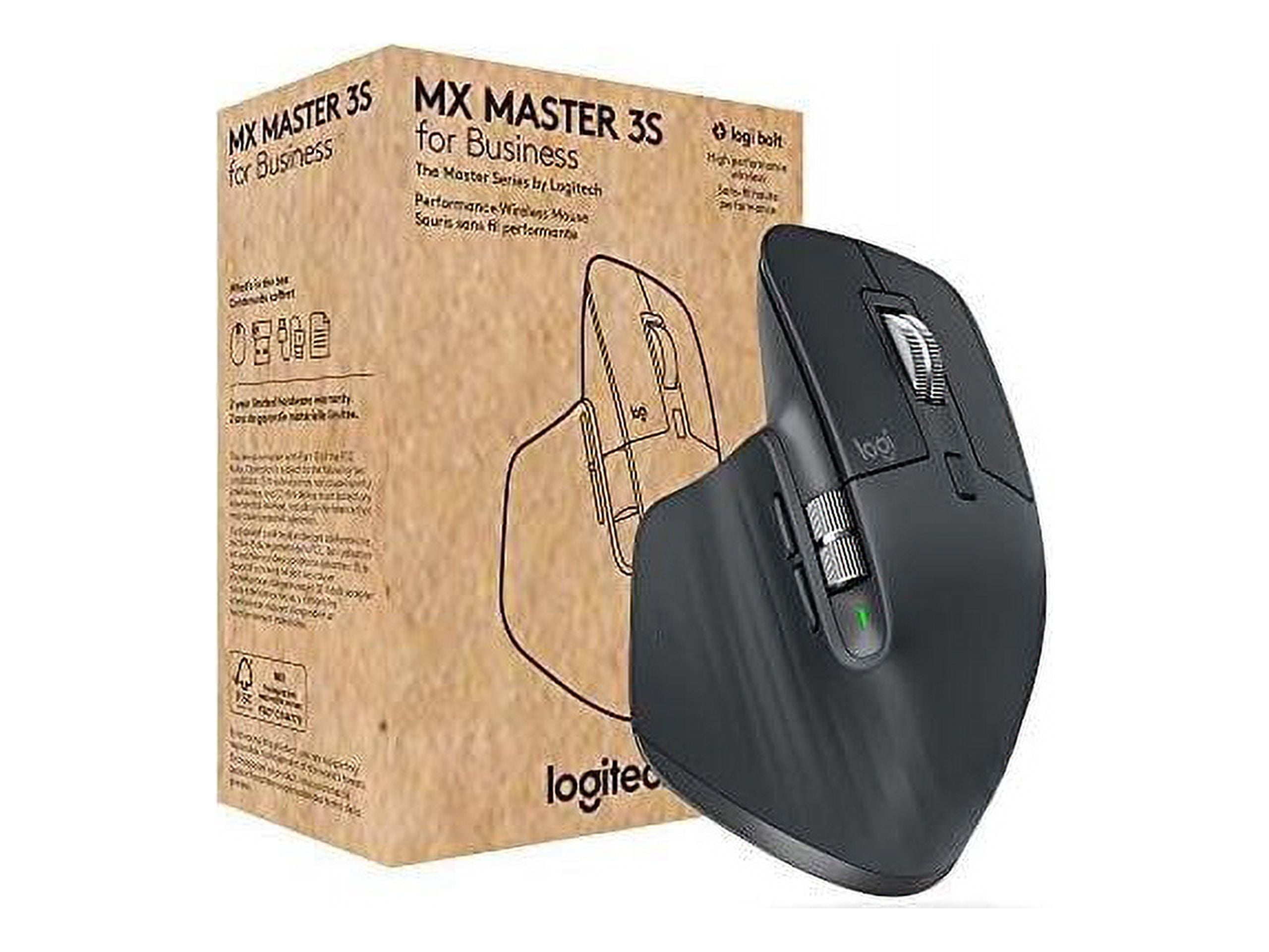 Logitech MX Master 3S for Business - Full-size Mouse - Darkfield - Wireless  - Bluetooth - Yes - Graphite - USB Type A - 8000 dpi - Scroll Wheel - 7