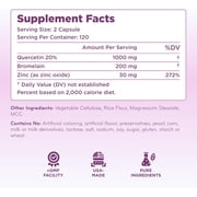 Clear Formulas Quercetin with Bromelain and Zinc Supplement Capsules 1000mg, Immune Support, 240 Count