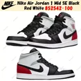 thumbnail image 1 of N I-K-E A i r-Jor-dan 1 Mid SE Black Red White 852542-100 Men's Size, 1 of 6